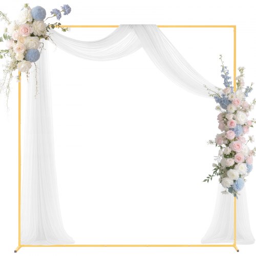 VEVOR Arch Backdrop Stand, 2 x 2 m, Stable Structure, Easy Assembly, Square Gold Metal Arch Backdrop Stand for Wedding, Birthday Party, Graduation, Holiday Celebration, and Ceremony Decoration