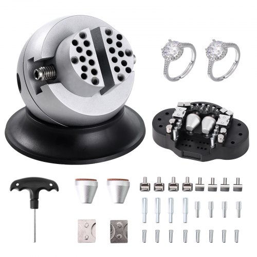 VEVOR Ball Vise, 7.6 cm Engraving Setting Tool, 360° Rotation Engraving Block Vise, 30 PCS Attachment Jewelry Engraving Block Tools Standard Block for Gemstone Inlay and Small-Scale Engraving