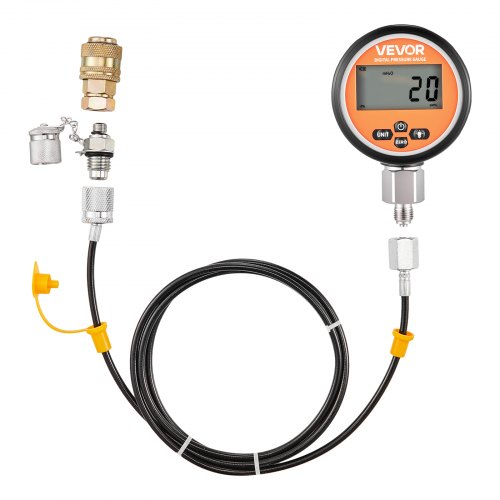 VEVOR Digital Hydraulic Pressure Test Coupling Kit, 700 Bar Pressure Gauge Manometer Tester with 1 Gauge, 1 Test Coupling, 1 Quick-Release Coupler, and 1 Hose for Excavator Construction Machinery