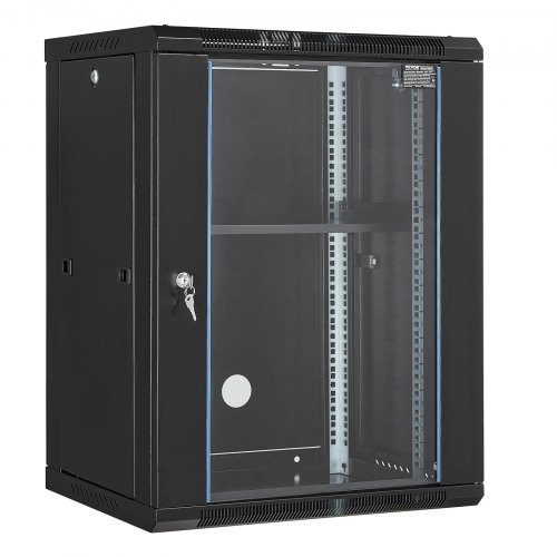 VEVOR 15U Wall Mount Network Server Rack Cabinet Enclosure 45.7cm Depth Glass Door Lock