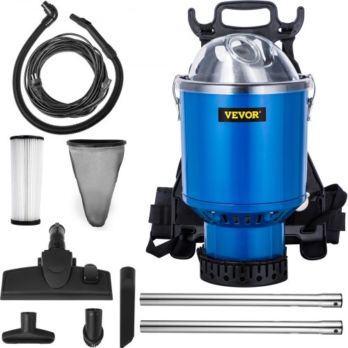 VEVOR Backpack Vacuum, 3.4 L Backpack Vacuum Cleaner, 5-IN-1 Lightweight Backpack Vacuum, HEPA Filtration Vacuum Backpack, Commercial Industrial Backpack Vacuum with Telescoping Wand, Tool Kit, Corded