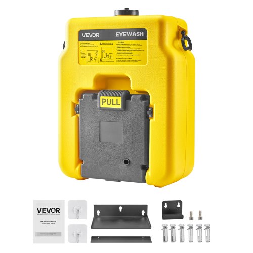 VEVOR Portable Eye Wash Station 53L/14 Gal, OSHA-Approved Eyewash Station Wall-Mounted/On Flat Surface, Emergency Eye Wash Unit with 2 Sprays, First Aid Eyewash Units for Schools, Labs, Factories, Yellow