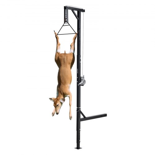 VEVOR Truck Hitch Game Hoist, 500 lbs Load Capacity, Hunting Deer Hoist with 2-inch Receiver, 360-Degree Swivel Shaft & Adjustable Height, Includes Gambrel Winch for Skinning & Cleaning Game