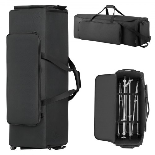 VEVOR Drum Hardware Bag with Wheels, 1680D, Drum Set Equipment Carry Bag, Carrying Case with Sturdy Handle, Durable Zipper, Smooth PVC Wheels, Multiple Pockets, for Hardware and Stand Accessory, Black
