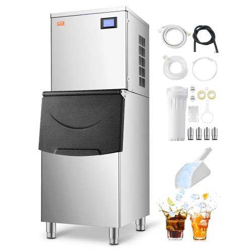 VEVOR Commercial Ice Maker Machine, 450LBS/24H Ice Making Machine with 250LBS Large Storage Bin, Auto Self-Cleaning Ice Maker Machine with Touchscreen for Bar Cafe Restaurant Business Commercial