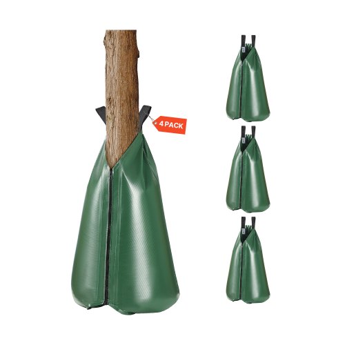 VEVOR Tree Watering Bag, 4 Packs 20 Gallons Watering Bags for New Trees, 5-9 Hours Slow Release Refillable Tree Drip Irrigation Bags with Zipper, Durable Tree Watering System for Deep Root Targeting