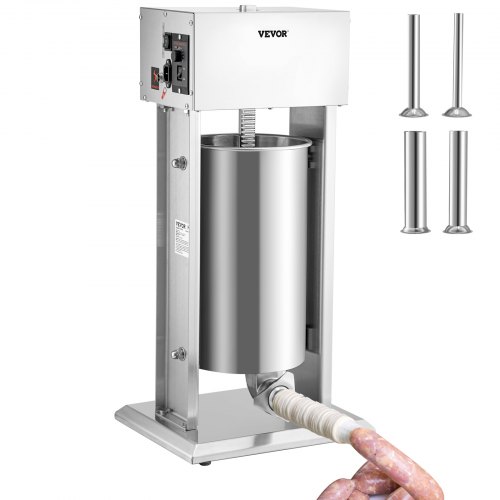 VEVOR Electric Stuffer, 15L Large Capacity, 260W Vertical Sausage Stuffer with Speed Stepless, 304 Stainless Steel Sausage Machine with 4 Stuffing Tubes, Foot Pedal for Household or Commercial Use