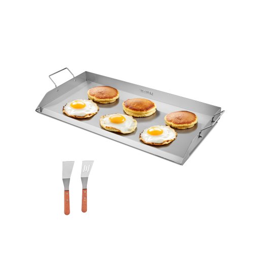 VEVOR Stainless Steel Griddle, 32x16 inch Universal Flat Top Rectangular Plate, Gas Grill Griddle for BBQ Grill, Teppanyaki, Portable Family Cookware with Handle, for Camping Tailgating Party