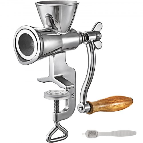 VEVOR Coffee Grinder Stainless Steel Manual Coffee Bean Grinder Countertop Clamp Design Manual Coffee Roaster Wooden Handle Grain Grinder Hand Crank For Grinding Coffee Beans Corn Wheat