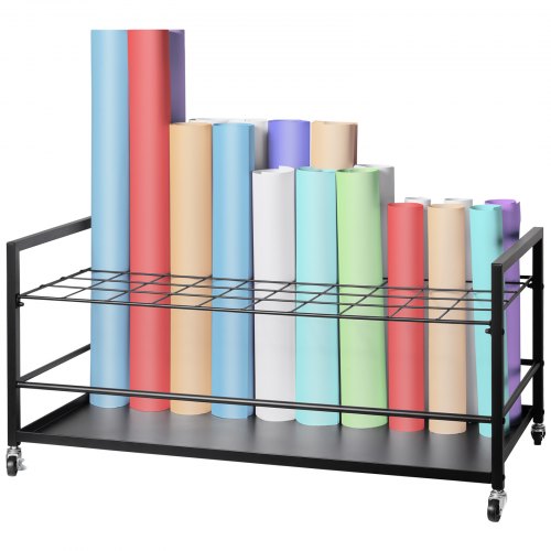 VEVOR Blueprint Storage Rack, 50 Slots Blueprint Holder with Wheels, Mobile Metal Blueprint Storage Cart for Construction Plan Map Poster Architectural, Roll File Holder for Home, Office, School