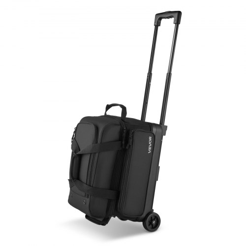 VEVOR Bowling Ball Bag, 2 Ball Double Roller Bowling Bag with Wheels, Featuring a Separate Compartment for Shoes (Up To US Size 16) & Oversized Accessory Pocket, Retractable Handle Extends to 1050 mm
