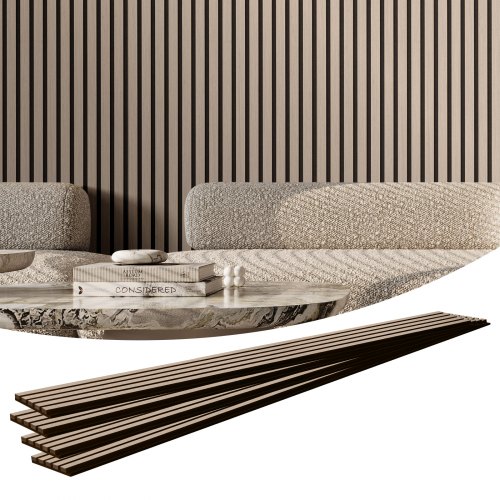 VEVOR Wood Slat Acoustic Panels, 7.9 x 94.5 inch, MDF Accent Wooden Wall Panels for Modern Interior Wall Decor, Faux Wood Wall Board Panels for Noise Reduction, Silver Wood