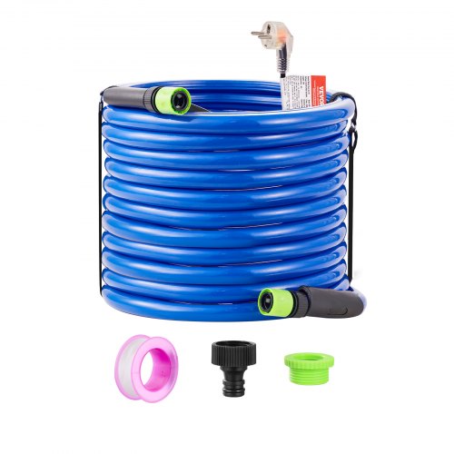 VEVOR 75ft Heated Water Hose for RV, Heated Drinking Water Hose Antifreeze to -45°F, Automatic Self-regulating, 5/8" I.D. with Quick-connect Fitting Set, Lead and BPA Free
