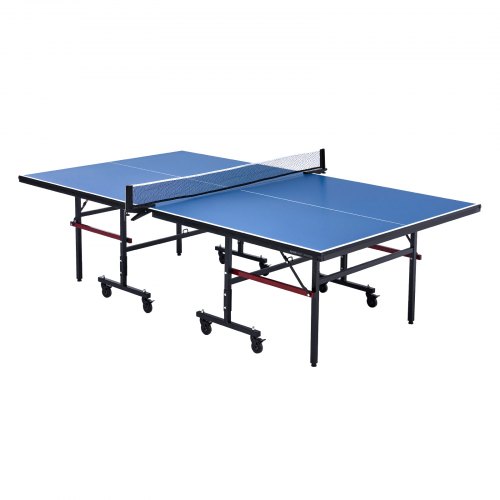VEVOR Ping Pong Table, Professional Table Tennis Game, Indoor MDF Portable Table Tennis Table, Foldable Ping Pong Table with Quick Clamp Net and Lockable Wheels, 10 Minute Easy Assembly, 18mm Tabletops