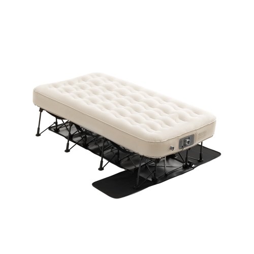 VEVOR Air Mattress with Frame, Inflatable 1 Person Camping Cot with Built-in Pump, Portable Folding Air Beds Supports 300 lbs, Blow Up Anywhere Bed for Guests Camping Travel Indoor & Outdoor Use