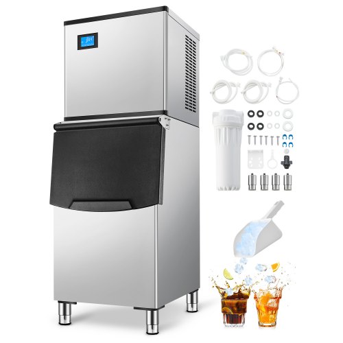VEVOR Commercial Ice Maker Machine, 300LBS/24H Ice Making Machine with 250LBS Large Storage Bin, Auto Self-Cleaning Ice Maker Machine with Touchscreen for Bar Cafe Restaurant Business Commercial