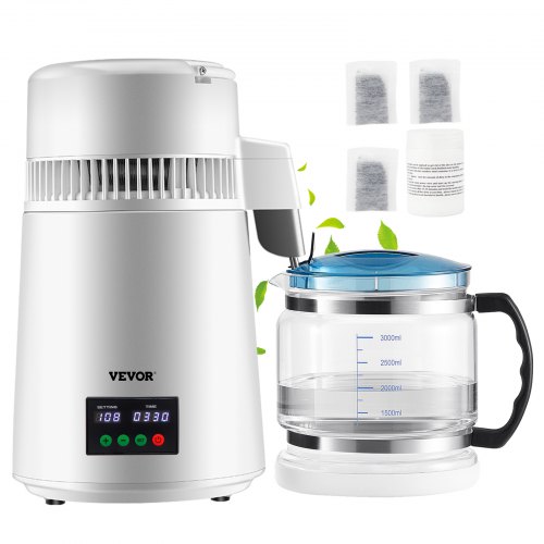VEVOR 4L Water Distiller 1L/H Distilled Water Maker Timing & Temp Display White