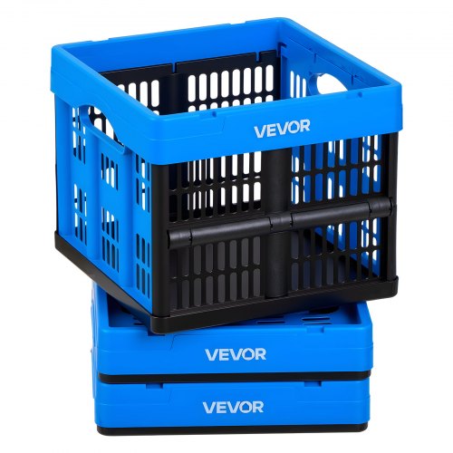 VEVOR Plastic Collapsible Storage Bins, 25L 3 Packs, Stackable Folding Storage Crates with Handles, Holds 10 kg Per Bin, Foldable Heavy Duty Containers, Space-Saving Baskets, for Home Organizing
