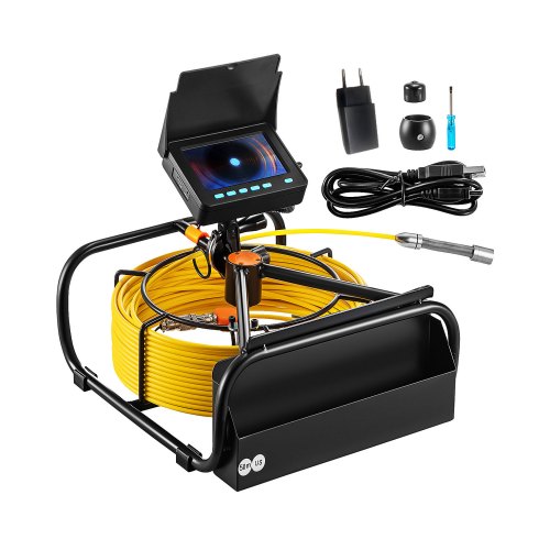 VEVOR Sewer Camera, 164 ft/50 m, 4.3-inch Drain Inspection Camera with Lights- 6 Adjustable LED, 16GB Card, 3X Zoom & 8500mAh High-Capacity Battery, IP68 Waterproof Plumbing Camera for Sewer Duct Pipe