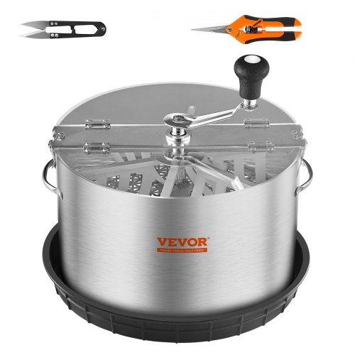 VEVOR Bud Leaf Trimmer, 16 inch Stainless Steel Manual Bud Trimmer Machine, with Clear PET Cover for Visual Cutting, Hand Pruners Included, for Cutting Leaves, Buds, Flowers, Hydroponic Plants