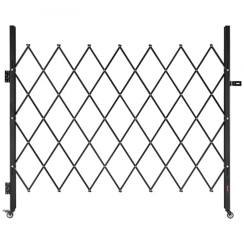 VEVOR Single Folding Security Gate, Lockable Scissor Gate with 360° Swivel Casters, Outdoor Barricade Steel Retractable Gates, for Entry Security, Garage, Warehouse & Pool, 180 × 161 cm (W × H)