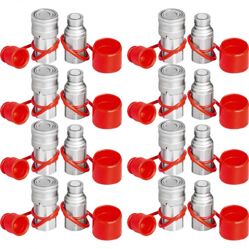 VEVOR Skid Steer Hydraulic Quick Connect 1/2\" Body Hydraulic Coupler 1/2\" NPT Hydraulic Coupling Quick Connect 8 Pairs Hydraulic Quick Coupler 27.6 MPa (ISO 16028) (8 Pairs)