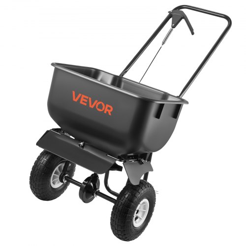 VEVOR Push Lawn Spreader, 3.6m Spreading Width, Broadcast Spreader with 36.3kg Load Capacity & 10 in All-Terrain Tires, Walk-Behind Garden & Lawn Broadcast Spreaders for Seed Fertilizer, Salt Ice Melt