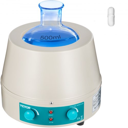 VEVOR 500ml Magnetic Stirrer Heating Mantle 250W Heating Mantle Stirrer Digital Display for Round Bottom Flask