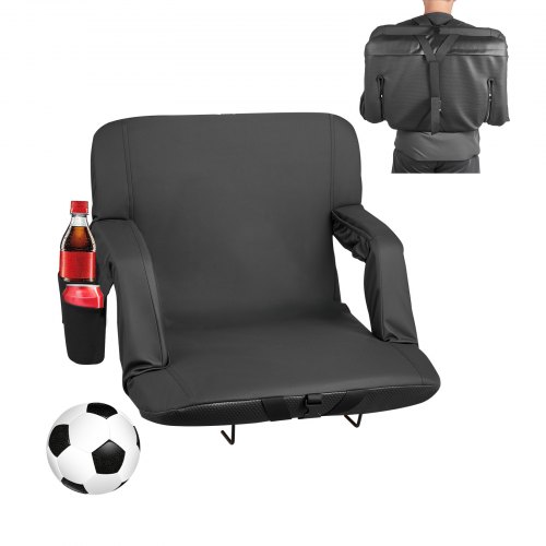 VEVOR Stadium Seat, 6 Adjustable Angle Bleacher Chair, 73.66mm Cushion Stadium Seat with Back Support and Armrest, Wide Bleacher Chair with Hook Pocket Cupholder for Picnics, Beach Sports, and Gaming