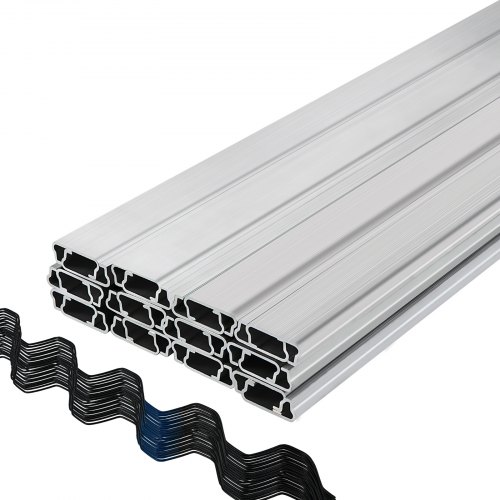 VEVOR Spring Wire and Lock Channel, 6.56ft Spring Lock & U-Channel Bundle for Greenhouse, 50 Packs PE Coated Spring Wire & Aluminum Alloy Channel, Plastic Poly Film or Shade Cloth Attachment with Scre