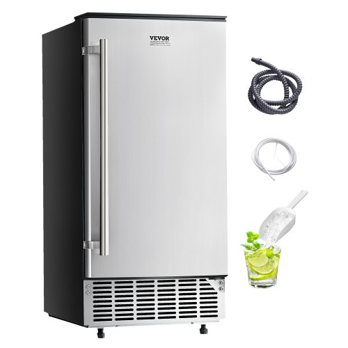 VEVOR Undercounter Built-in Ice Maker, 80 Lbs/Day Under Counter Ice Maker Machine with Reversible Door Stainless Steel, Freestanding Ice Maker for Commercial Home Kitchen, Electric Drainage