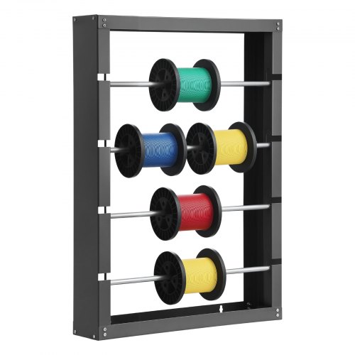 VEVOR Wire Spool Rack, 4 Adjustable Rods, Cold-Rolled Steel Wire Spool Holder Wall Mounted for Multi-Spools, Wiring Storage, 68kg / 150 lbs Capacity Cable Dispenser, for Electrical Industrial Retail Use