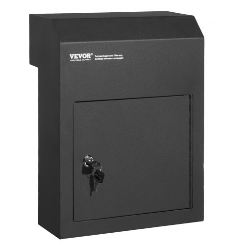VEVOR Through The Door Key Drop Box 30.5x15.2x40.6 cm Mailbox with 4.6cm 30.5cm Key Lock Black