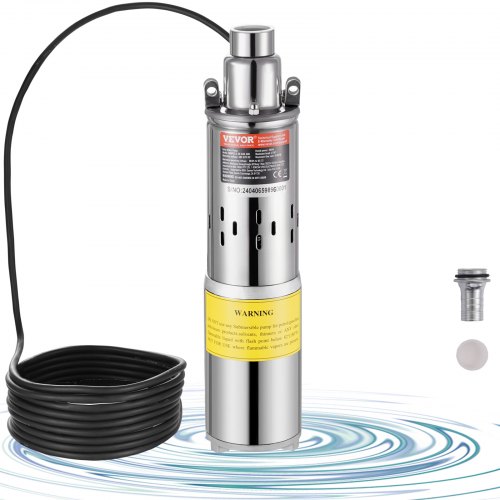 VEVOR Solar Water Pump, 48V DC 369W Submersible Deep Well Pump, Max Flow 8.4 GPM (31.7 L/min), Max Head 273 ft (83.2 m), Max Submersion 65.6 ft (20 m), Solar Powered Water Pump for Well, Farm Ranch Irrigation, Livestock Drinking