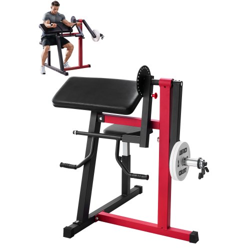VEVOR Preacher Curl Machine, 2 in 1 Bicep Curl Machine and Triceps Extension Machine, Seated Arm Isolated Bicep Station, Strength Training Workout Weight Bench, Exercise Equipment for Home Gym