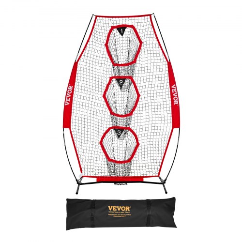 VEVOR 203.2 x 101.6mm Football Trainer Throwing Net, Training Throwing Target Practice Net with 3 Target Pockets, Knotless Net Includes Bow Frame and Portable Carry Case, Improve QB Throwing Accuracy