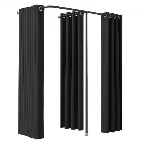 VEVOR Fitting Room, Portable Changing Room with Thick Polyester Curtains, Double Dressing Rooms with Partition Curtains, for Boutique, Mall, Studio, Tailor's Store & Office 200 x 100 x 200 cm (Black)