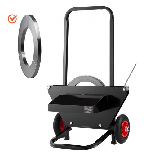 VEVOR Banding Strapping Cart, Fit for Steel Strapping Coils with 600 mm Core Outer Size, Heavy Duty Strapping Dispenser with Rubber Wheels, Suitable for Factory, Warehouse, Loading Area