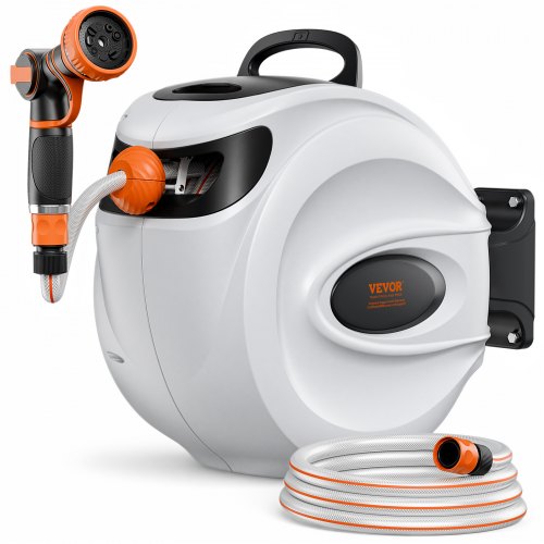 VEVOR Retractable Hose Reel Water Hose Reel 25m x 1.3cm 180° Swivel Wall-Mounted