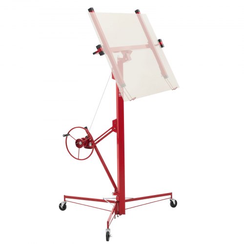 VEVOR 4877 mm Drywall Lift, Heavy-Duty 68 kg Sheetrock Hoist with Adjustable Telescoping Arm, Lockable Wheels, Drywall Lifter Panel Jack Hoist Tools Ideal for Ceiling & Wall Installation (Red)