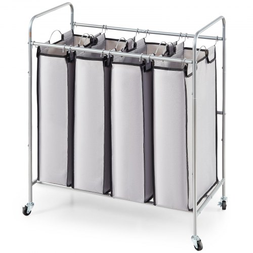 VEVOR Laundry Sorter Cart 4 Section, Laundry Hamper with Heavy Duty Lockable Wheels and 4 Removable Bags, Rolling Laundry Basket Sorter for Clothes Storage