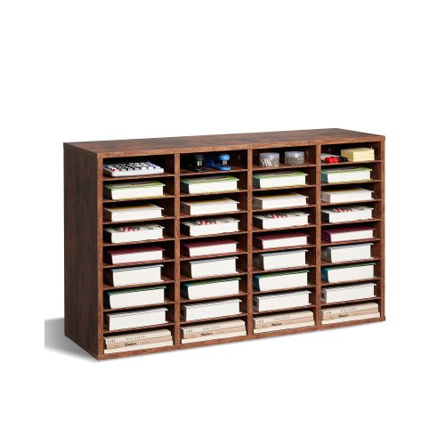 VEVOR Literature Organizer, 36 Compartments Office Mailbox with Removable Shelves, Wood Mailbox Sorter Particle Board Office Home Classroom Storage, File Sorter for File, Document, Paper, Dark Brown