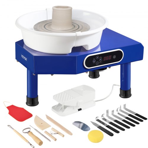 VEVOR Pottery Wheel 24.9 cm Ceramic Wheel Foot Pedal Sculpting Tools Apron 350W