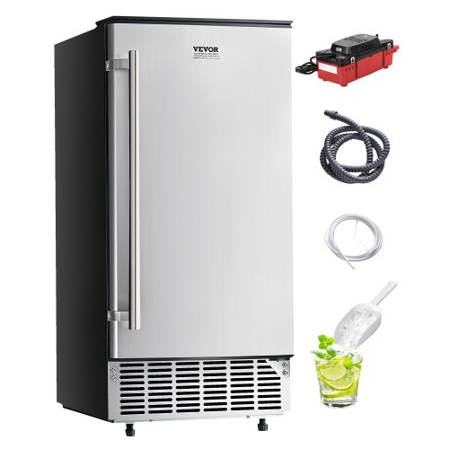 VEVOR Undercounter Built-in Ice Maker, 80 Lbs/Day Under Counter Ice Maker Machine with Drain Pump Reversible Door Stainless Steel, Freestanding Ice Maker for Commercial Home Kitchen
