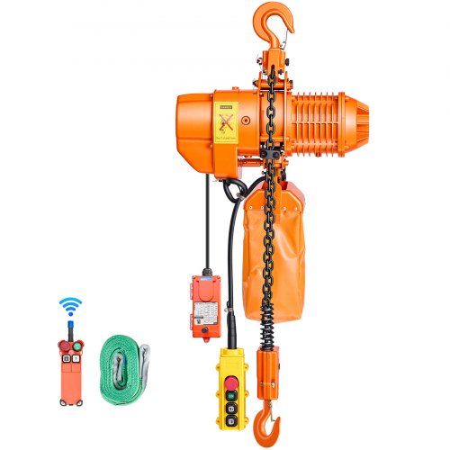 VEVOR 1000 kg Electric Chain Hoist, 6 m Lifting Height, Three-Phase Overhead Crane with 100 m Wireless & 4.5 m Wired Remote Control, Double G80 Chain Hoist for Factories, Warehouses, Garages
