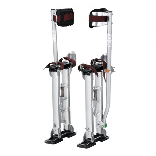 VEVOR Drywall Stilts, 46 cm-76 cm Adjustable Aluminum Tool Stilts with Protective Knee Pads, Durable and Non-slip Work Stilts for Sheetrock Painting, Walking, Taping, Silver