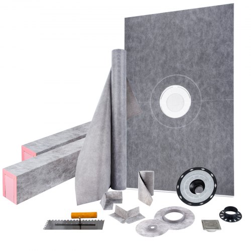 VEVOR Waterproofing Shower Kit Shower Kit Tray 48''x72'' w/ Central Drain ABS