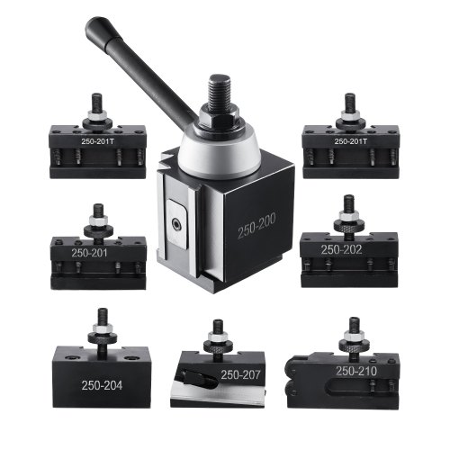 VEVOR Quick Change Tool Post Set, 8 Pcs, Includes Lathe Tool Holders, Piston Type Tool Post with Turning Tool Holder Accessories, for Mini Lathe & Metal Lathe 254-381 mm(10"-15") Swing, Durable Steel Material