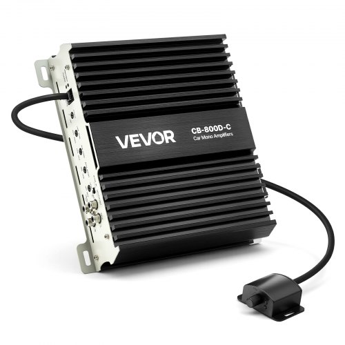 VEVOR Monoblock Car Amplifier, 800W RMS MAX, 1/2/4 Ohm Stable, 1-Channel Class D Car Audio Amplifier with Remote Subwoofer Level Control, Low Pass Filter, Bass Boost & Phase Shift, Volume Controller