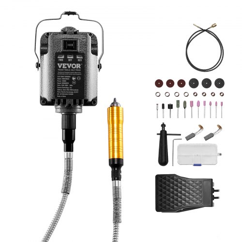 VEVOR Flex Shaft Grinder, 1000W 30,000RPM Electric Flex Shaft Rotary Tool Carver, Multi-functional Grinding Machine with 31PCS Accessories for Carving Buffing Drilling Polishing, 230V